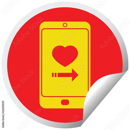 dating app on cell phone circular peeling sticker