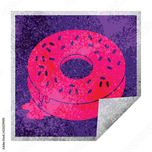 Tasty donut square peeling sticker