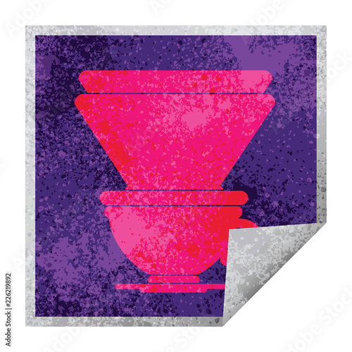 coffee filter cup square peeling sticker
