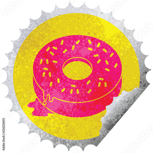 Tasty donut circular peeling sticker