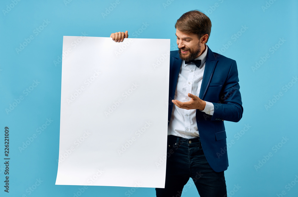 space business man holding a sheet of paper space business man holding a sheet of paper