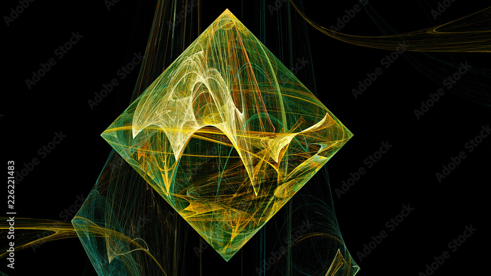 Naklejka premium 3D surreal illustration. Sacred geometry. Mysterious relaxation pattern. Fractal abstract texture. Digital artwork graphic astrology magic