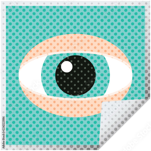 staring eye graphic square sticker