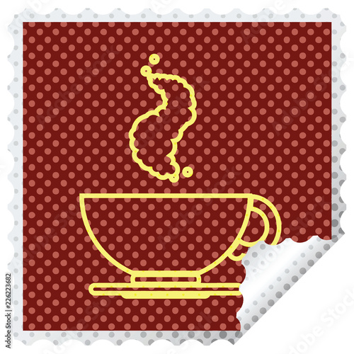 Coffee cup square peeling sticker