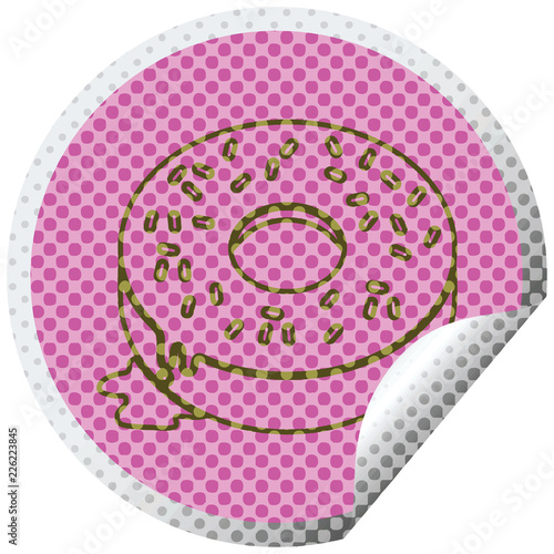 Tasty donut circular peeling sticker