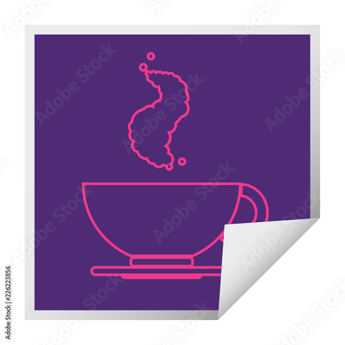Coffee cup square peeling sticker