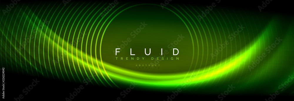 Neon glowing fluid wave lines, magic energy space light concept, abstract background wallpaper design Neon glowing fluid wave lines, magic energy space light concept, abstract background wallpaper design