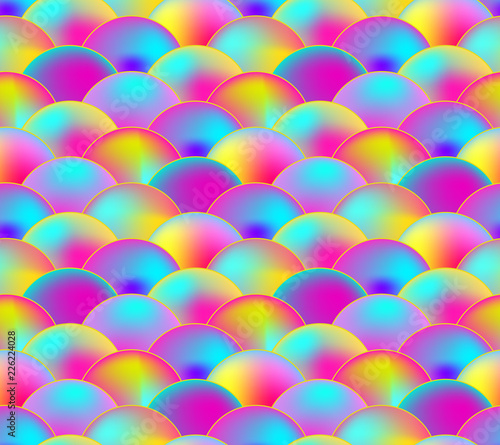Vector Seamless Pattern, Rainbow Scale, Colorful Illustration.