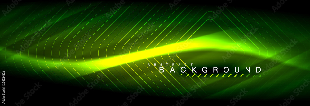 Neon glowing fluid wave lines, magic energy space light concept, abstract background wallpaper design Neon glowing fluid wave lines, magic energy space light concept, abstract background wallpaper design