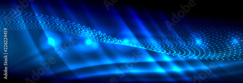 Liquid neon flowing waves, glowing light lines background