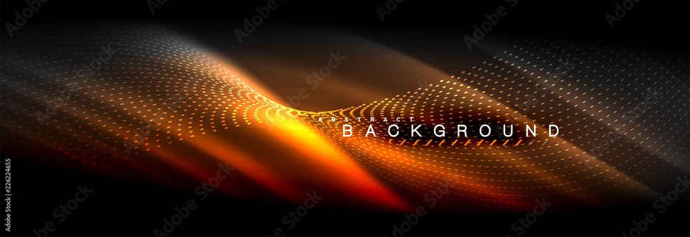 Fototapeta premium Liquid neon flowing waves, glowing light lines background