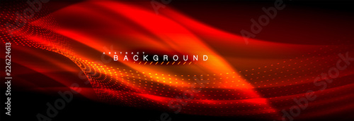 Liquid neon flowing waves, glowing light lines background