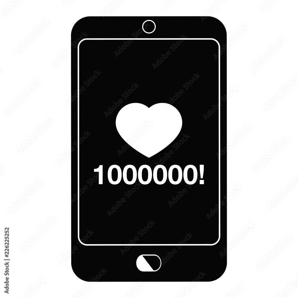 mobile phone showing 1000000 likes graphic icon mobile phone showing 1000000 likes graphic icon