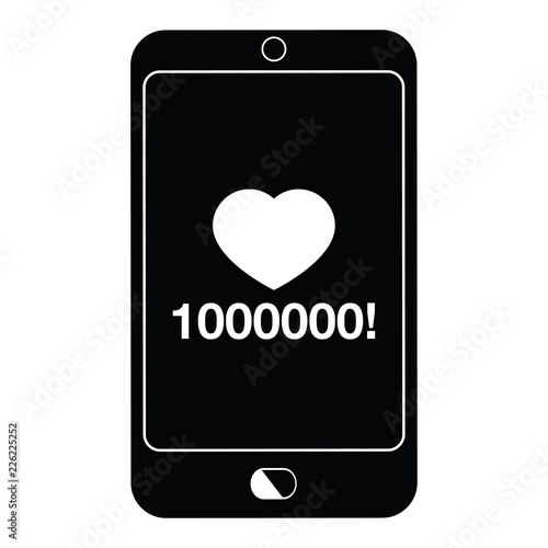 mobile phone showing 1000000 likes graphic icon