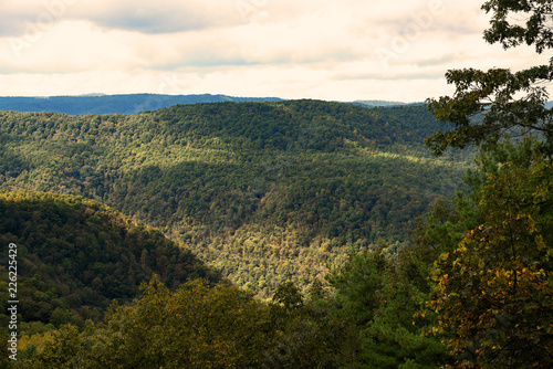 A wide angle view of the Appalachian mountains in West Virginia.