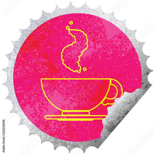 Coffee cup circular peeling sticker