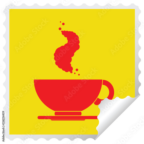 Coffee cup square peeling sticker