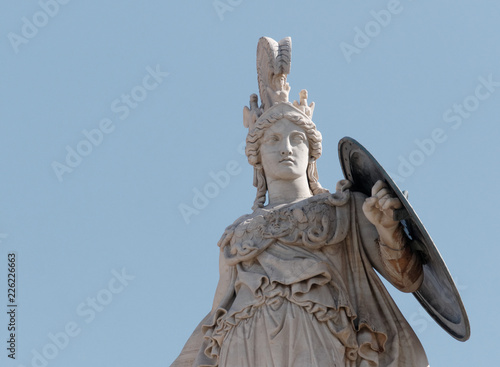 Obraz na płótnie Athena marble statue partial view, the ancient greek goddess of knowledge and wi