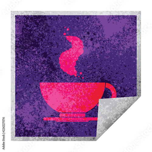Coffee cup square peeling sticker