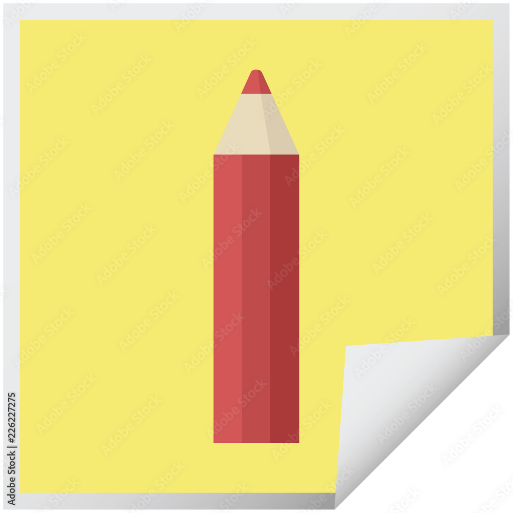 red coloring pencil graphic square sticker red coloring pencil graphic square sticker