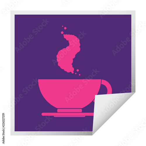Coffee cup square peeling sticker