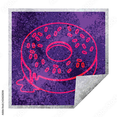 Tasty donut square peeling sticker