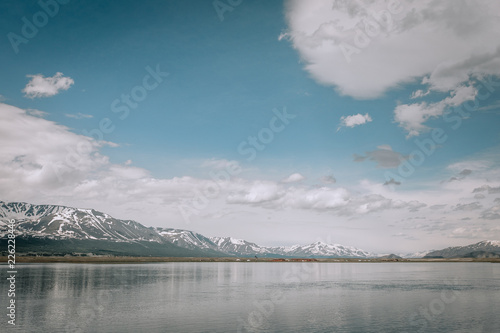 beautiful mountain lake Hoton Nur in Mongolia with snow-capped mountains and crystal clear water photo