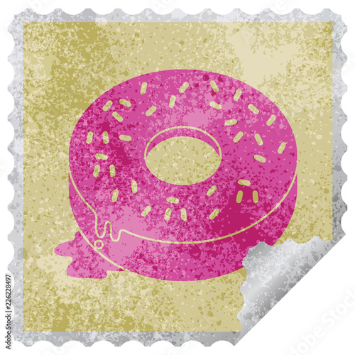 Tasty donut square peeling sticker