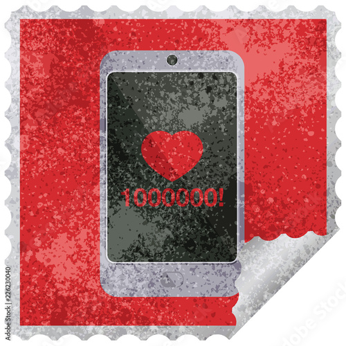 mobile phone showing 1000000 likes graphic vector illustration square sticker stamp