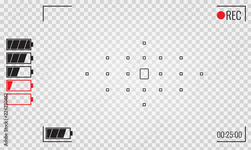 Focusing screen of the camera. Viewfinder camera recording. Vector graphic