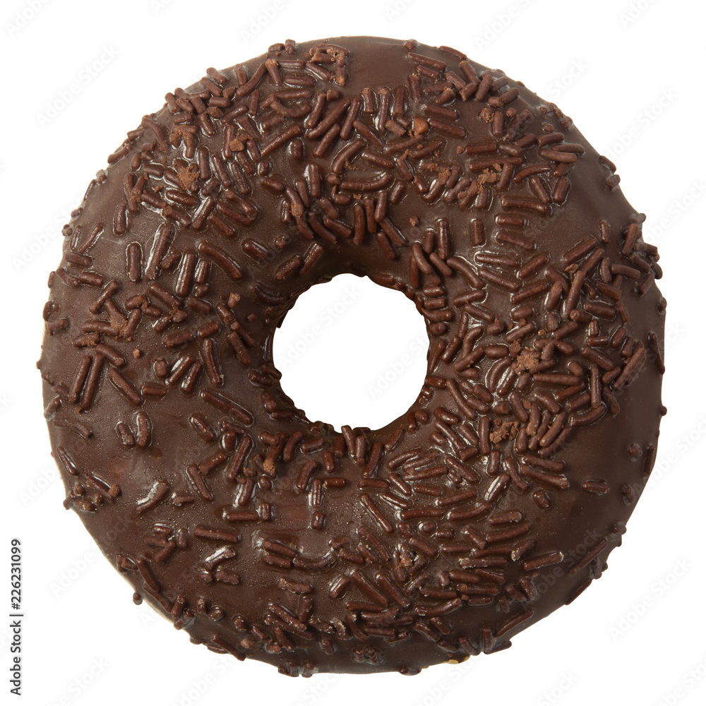 Chocolate donut with sprinkles isolated on white background Chocolate donut with sprinkles isolated on white background