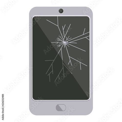 cracked screen cell phone graphic icon