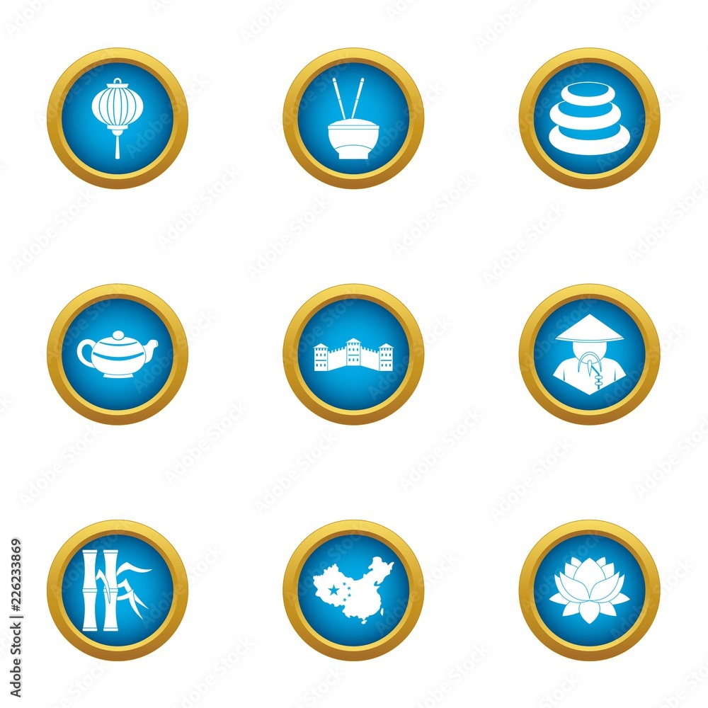 Homeland in asia icons set. Flat set of 9 homeland in asia vector icons for web isolated on white background Homeland in asia icons set. Flat set of 9 homeland in asia vector icons for web isolated on white background