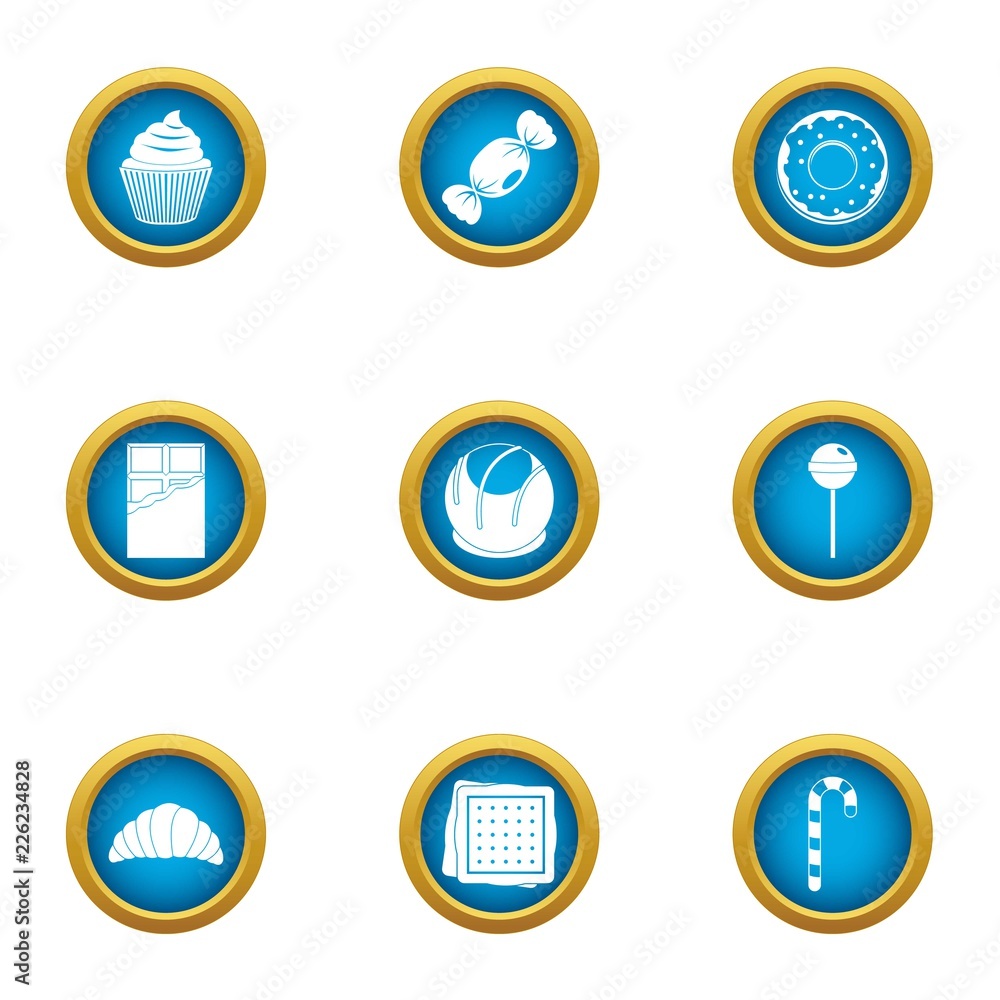 Impact of sugar icons set. Flat set of 9 impact of sugar vector icons for web isolated on white background Impact of sugar icons set. Flat set of 9 impact of sugar vector icons for web isolated on white background