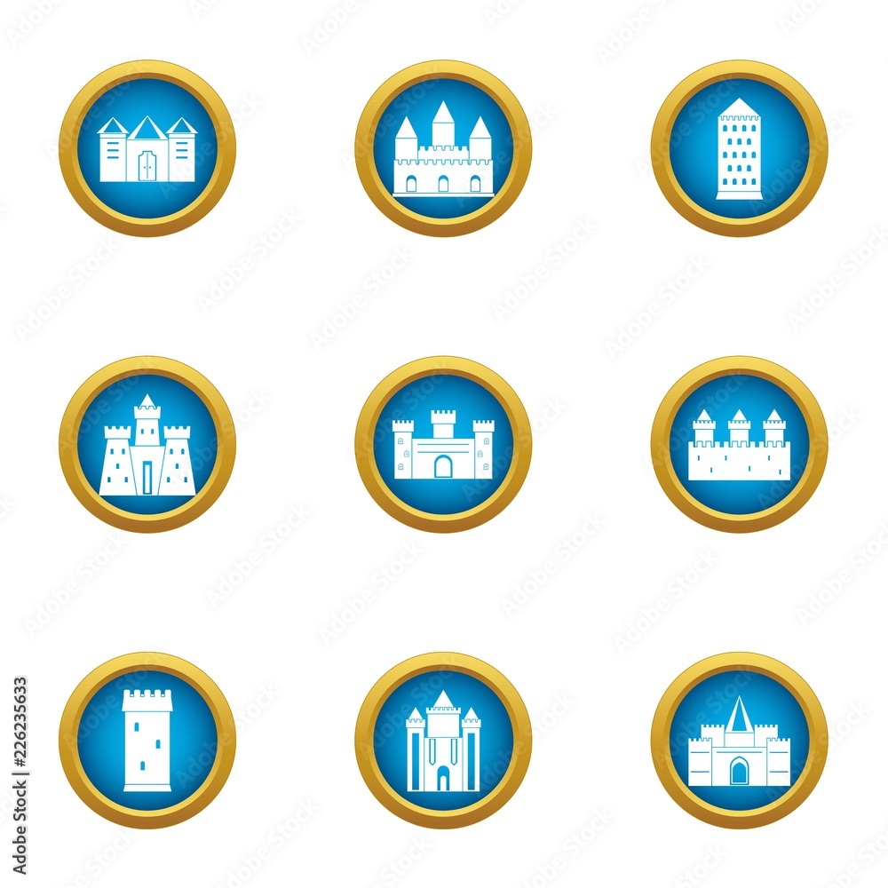 Monumental icons set. Flat set of 9 monumental vector icons for web isolated on white background