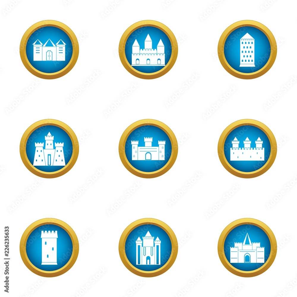 Obraz premium Monumental icons set. Flat set of 9 monumental vector icons for web isolated on white background