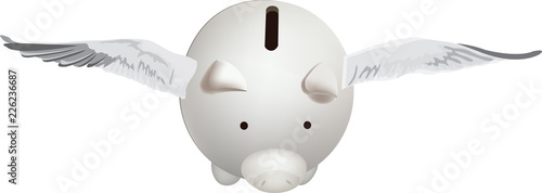 salvadanaio maialino con le ali prende il volo