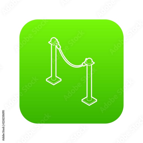 Barrier rope icon green vector isolated on white background
