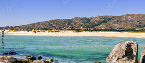 Panoramic view of the beach in Carnota, Galicia, Spain. photo