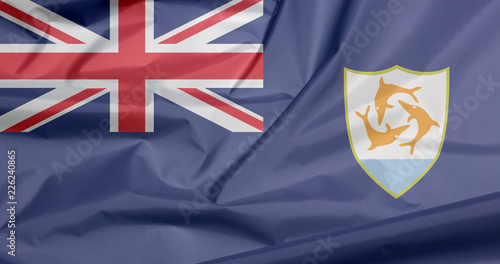 Fabric Flag Of Anguilla Crease Of Anguilla Flag Background Blue Ensign With The British Flag And The Coat Of Arms Of Anguilla In The Fly Stock Photo Adobe Stock