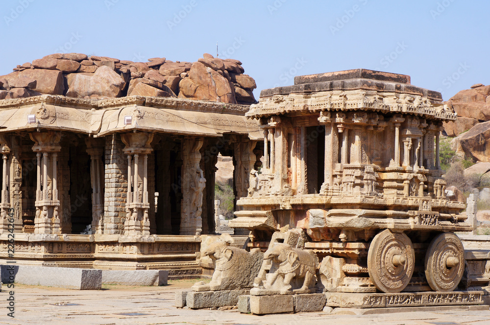 Stone chariot in the ancient Vittala temple, Hampi, India Stone chariot in the ancient Vittala temple, Hampi, India