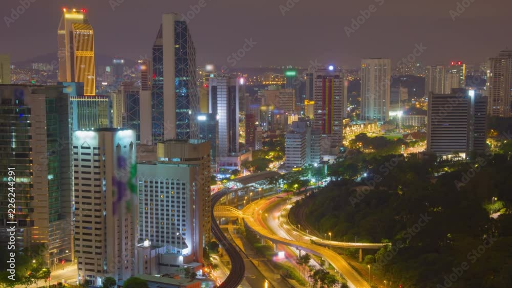Night Cityscape Timelapse Kuala Lumpur Freeway Traffic Night Cityscape Timelapse Kuala Lumpur Freeway Traffic
