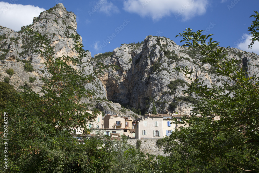 The tenth century village of Moustiers-Sainte-Marie in the Alpes-de-Haute-Provence. With the Etoile de Moustiers