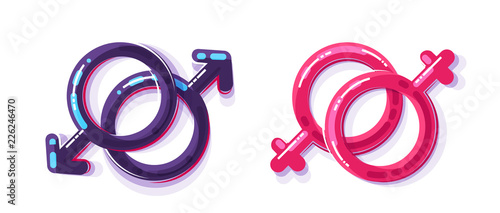 Female and male sex symbol, gender lesbian and gay. One-fingered relations
