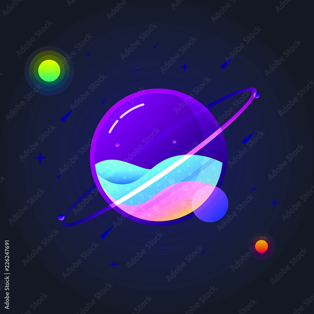 Illustration of a glass planet in space Stock-vektor | Adobe Stock