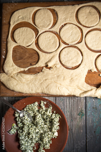 Fototapeta Naklejka Na Ścianę i Meble -  Spinach dough and filling