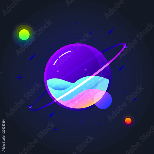 Illustration of a glass planet in space Stock Vector | Adobe Stock