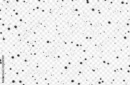 Shape 3D ball beads color black on transparent background.