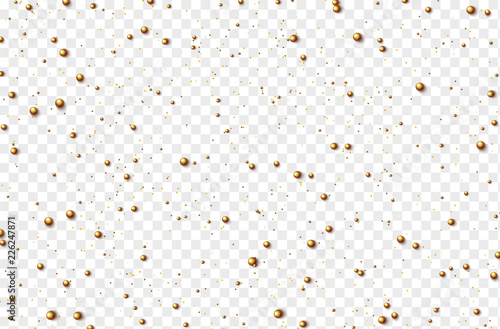 Shape 3D ball beads color golden on transparent background.