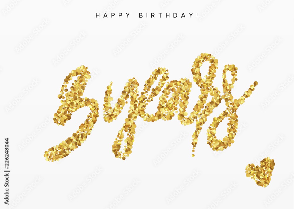 Three years, Number 3, lettering sign from golden confetti. Three years, Number 3, lettering sign from golden confetti.